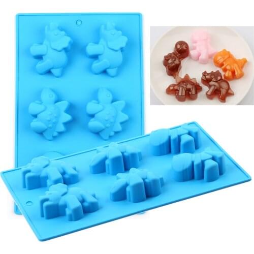 Silicone cake mold 3DSmall dinosaur shape mold, 6 cells Food grade silicone baking mold for jelly,chocolate, cake, soap, DIY Han