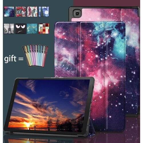 2020 Tab sm T500 Tri-Fold Case For Samsung Galaxy Tab A7 2020 T500 Case 10.5"PU Leather Stand Cover Shock Proof Tablet Shell+pen