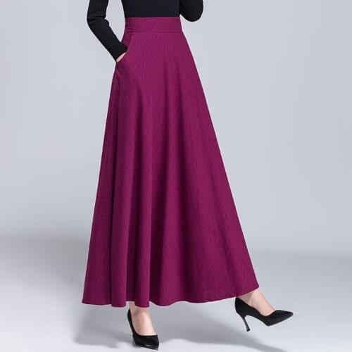 Vintage Skirts Womens Faldas Elegant Solid Long Cotton And Linen Skirt Female Streetwear Black High Waist Skirt Ropa Mujer Q4680
