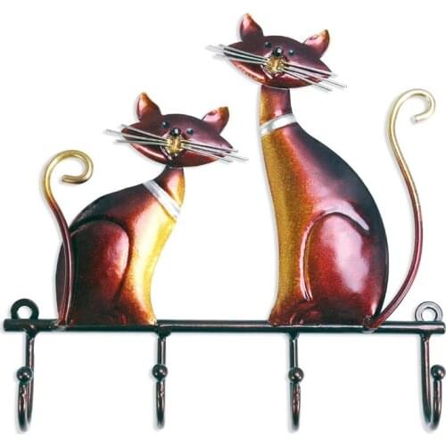 Iron Cat Wall Hanger Hook Decor For Coats Bags Key Holder Wall Decor Coat Hanger Decorative Home Decoration Accessories