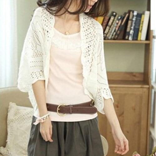 Ladies Summer Fashion Crochet Kimono Hollow Knit Top Knit Jacket Outer Jacket Cardigan Women 2021 New Cropped Cardigan