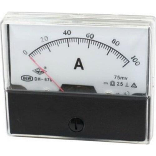 1 PC DH-670 Rectangle Dial DC 0-100A Current Teste Panel Analog Ampere Meter