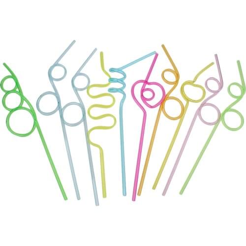 10pcs Funny Colorful Soft Plastic Glasses Straw Unique Flexible Drinking Tube Kids Party Bar Accessories DIY Beer Decor