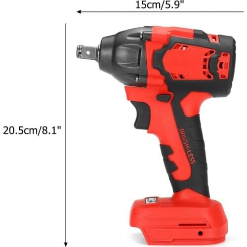 18V 520N.m. Li-Ion Cordless Impact Wrench 1/2'' Driver Brushless Electric Wrench Power Tool For Wood Drill Tyre Repair