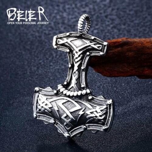 Beier 316L Stainless Steel pendant necklace viking totem pendant God blesses Rune Fashion Nordic mens pendant gift LLBP8-378P