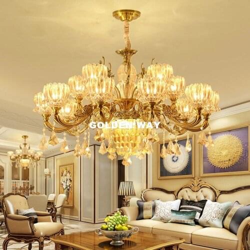 Free Shipping Mordern Lights Crystal Chandeliers Bronze Alloy Lamp Dining Room Living Lobby lamp Lighting E14 LED AC Candle Bulb