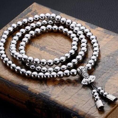 Stainless Steel Buddha Beads Necklace Chain Car Pendant Durable