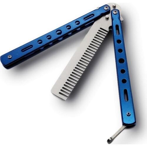 CSGO Butterfly Comb Stainless Steel Practice Butterfly Knife Practice Hair Comb Beauty Barber Tool Outdoor Camping Folding Comb