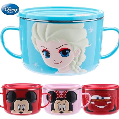 Disney Childrens Tableware Stainless Steel Lunch Box Babys bowl Cute Students Creative 3D Lunch Bowl with Double Handles