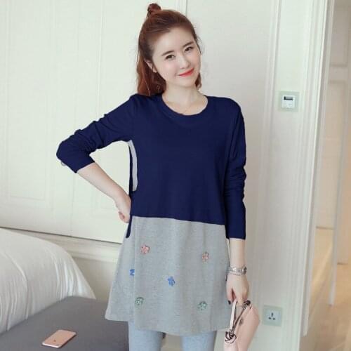 Envsoll Maternity Dress New 2018 Autumn Winter Casual Loose Long-sleeve Splicing Pregnant Dresses Women Maternity Clothes