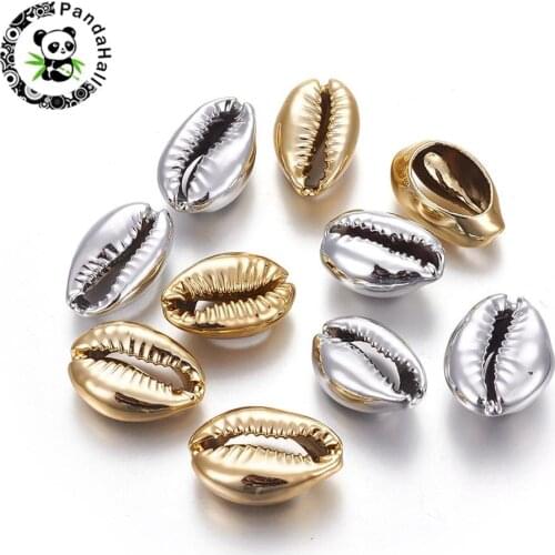 Electroplate Cowrie Shell Beads for Jewelry Bracelet Necklace Earring Making Mixed Color 15~25x10~16x7mm, Hole: 1~2mm; 20pcs/set