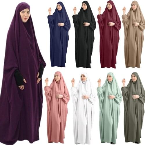 Eid Hooded Muslim Women Hijab Dress Prayer Garment Jilbab Abaya Long Khimar Full Cover Ramadan Gown Abayas Islamic Clothes Niqab