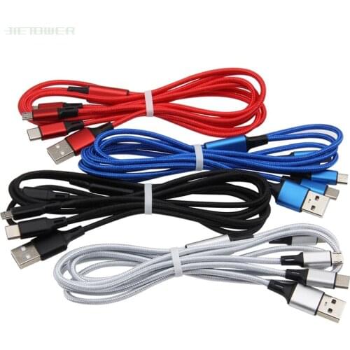 50pcs/lot USB Cable for IPhone X 8 7 Charging Charger 3in1 Micro USB Cable for USB TypeC Cables for Samsung S10 Note5 Sony