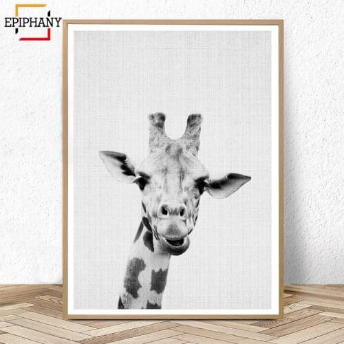 Giraffe Print Nursery Wall Art Decor Large Animal Posters and Prints Black and White Canvas Painting Nordic Kids Room Decortion