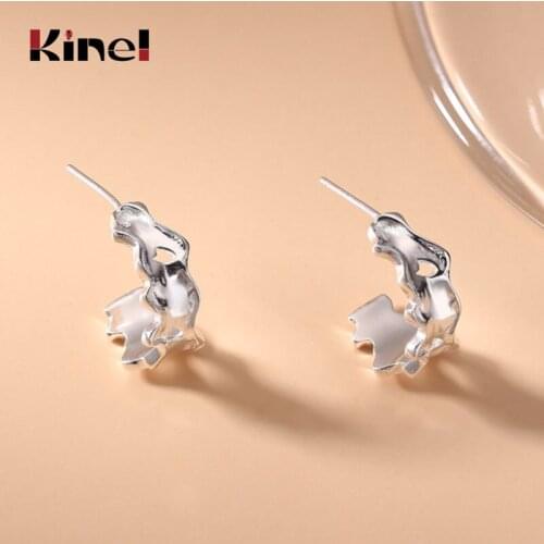 Kinel Authentic 925 Sterling Silver Irregular C Earrings For Women Fashion Korea Minimalist INS Jewelry