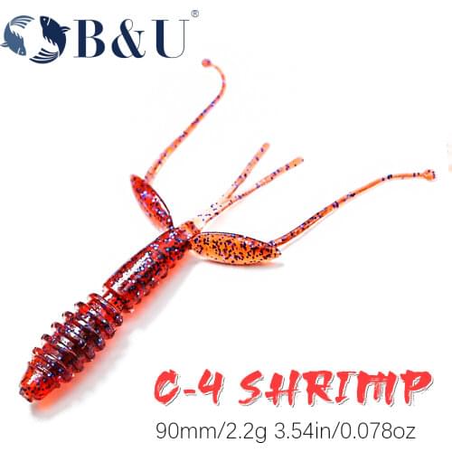 B&U C-4 Shrimp 60mm Fishing Soft Lure Baits Trout Bass Lure Silicone Swimbait Jigging Wobblers For Pike Artifical Rubber Bait