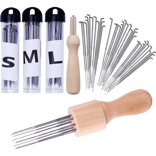 LMDZ 95 Pcs Felting Needles Kit Felt Needle Craft Set SDIY Craft Felt Tools with Wood Handle With Bottle Handmade Needlework