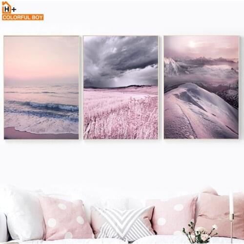 Canvas Art Print Lavender Sea Wall Painting Purple Nordic Posters And Prints Wall Pictures For Living Room Kids Bedroom Decor