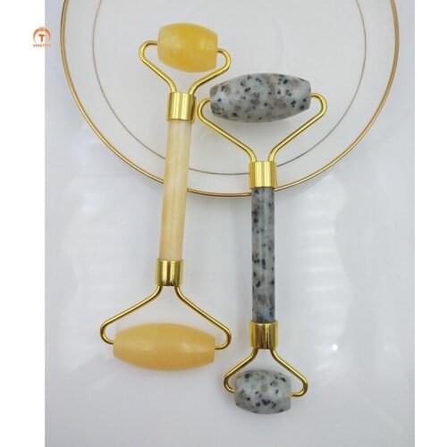 Natural Topaz Picture Stone Roller Massage Stick Germanium Stone Roller Massager relieve fatigue Brush Skin Health Beauty Tool