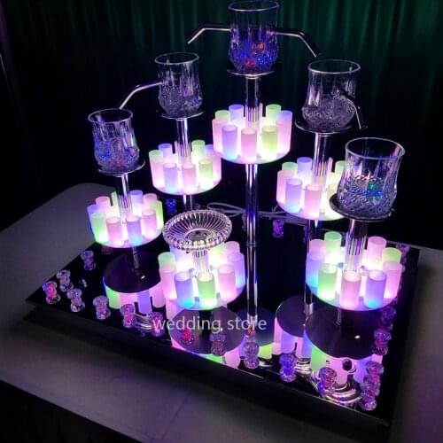 New Champagne Tower Wedding Candle Holder Wishing Holder Candle Tower Acrylic Luminous Wine Tower For Wedding Party Decoration