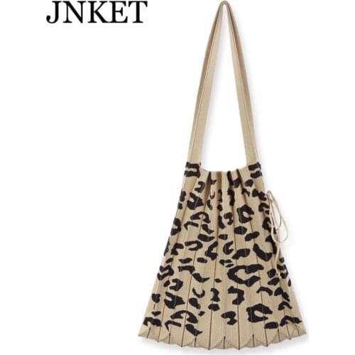 JNKET New Womens Handbag Knitted Hollow Shoulder Bag Leopard Grain Bag Crossbody Bag Womens Sling Bag
