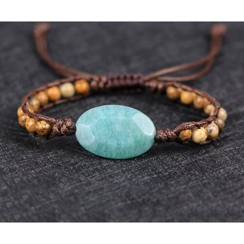 New Men Bracelets Steampunk Apatite Braided Friendship Lovers Couples Wristaband Bracelet Jewelry