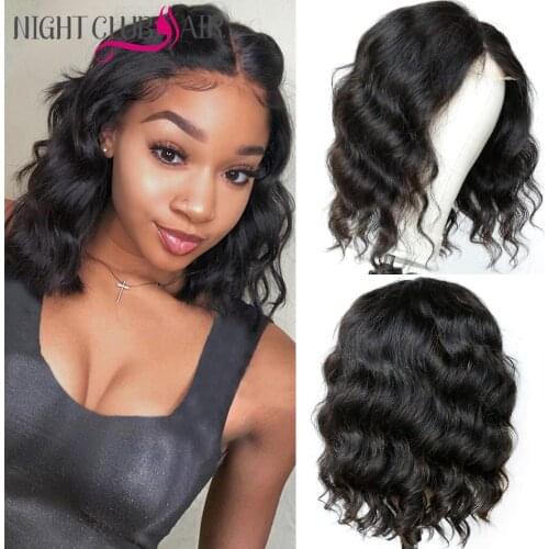 Body Wave Short Bob Wig 13x4 Lace Frontal Human Hair Wig 4x4 Brazilian Remy Body Wave Closure Wigs Pre Plucked With Baby Hair