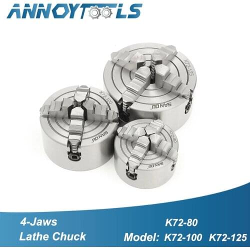 80mm 100mm 125mm 4-Jaws Manual Self-Centering Lathe Chuck for Woodworking Chucks Machine Tool Accessories