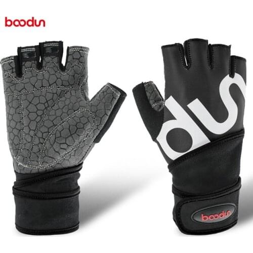 Boodun 4 colors Men Women Half Finger Crossfit Gym Gloves Fitness Gloves Body BuildingWeight Lifting Wrist Sport Gloves black