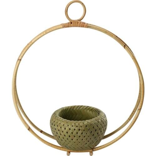 Chinese-Style Bamboo Birds Nest Hanging Basket Flower Arrangement Basket Products Plant Handmade Art Hanging Flower Basket