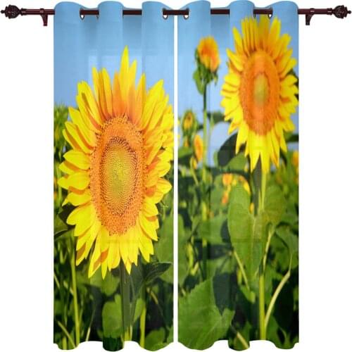 Polyester Curtain Sunflower Field Kitchen Room Curtains In The Modern Living Room Bedroom Dining Room Translucent Curtain