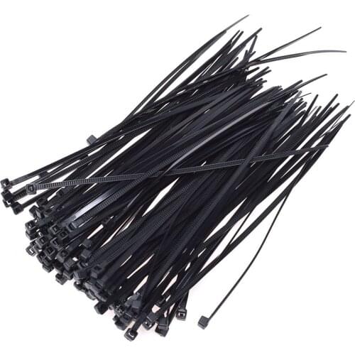 Durable 100 Pcs 150mm x 2mm Electrical Cable Tie Wrap Nylon Fastening Black