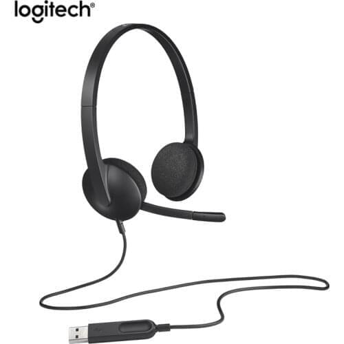 Logitech H340 USB Wired Headset Microphone Adjustable Headband for PC Laptop web conferencing Noise Reduction Mic