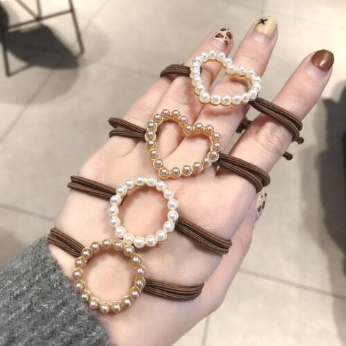 Korea Style Hair Ropes Cute Simple Width Color Metal Ball Elastic Hair Bands for Girl Women Fashion Hair Accessories