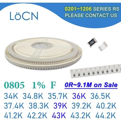 0805 1% 5000PCS SMD Resistor F 34K 34.8K 35.7K 36K 36.5K 37.4K 38.3K 39K 39.2K 40.2K 41.2K 42.2K 43K 43.2K 44.2K 2012 OHM