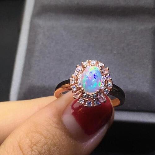 The Best Gift for Your loved Girl Elegant Rings for women Natural Real Opal Ring 925 sterling silver Fine jewelry Opal Ring