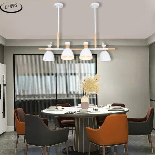 Nordic Creative Personality Wooden Two-head Ceiling Board 4 Head Chandelier Kitchen Bedroom Living Room Restaurant Hotel