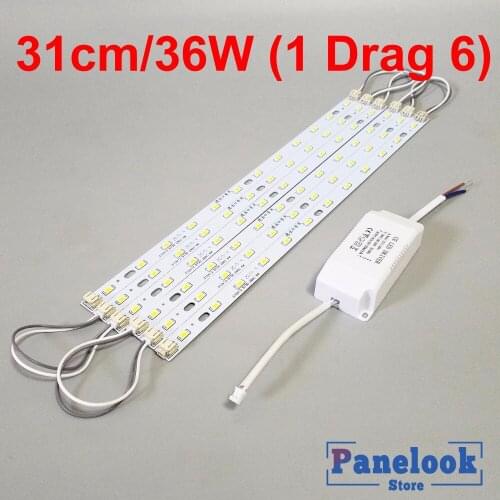 Led Ceiling Lamp Reconstruction Rectangular Light Bulb Light Bar Lamp Beads Core Board Lights Grey Bright 31cm 36W 1 Drag 6