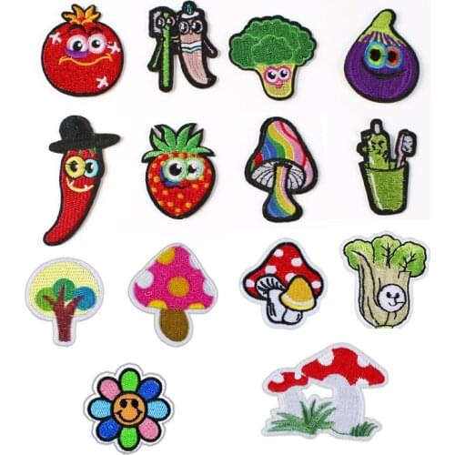 Vegetable Tomato Brocoli Eggplant Mushroom Pepper Embroidery Cloth Clothing Accessories Badge Patch