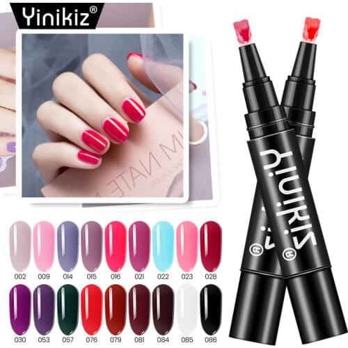 Yinikiz Newest UV Gel Pen Varnish 3 In 1 One Step Nail Gel Polish Pen 18 Colors Gel Lacquer Nail Art Manicure Glue