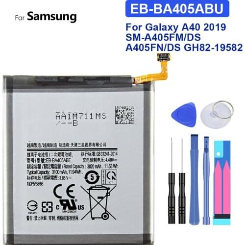 Battery EB-BA405ABU /EB-BA405ABE 3100mAh For SAMSUNG Galaxy A40 2019 SM-A405FM/DS A405FN/DS GH82-19582A Bateria