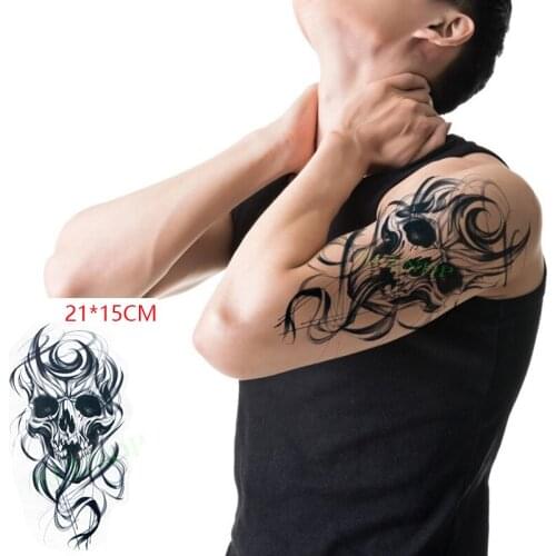 Waterproof Temporary Tattoo Sticker Skull Head Arm Leg Back Big Size Body Art Flash Tatoo Fake Tatto Stickers for Men Women