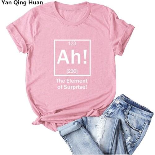 Yan Qing Huan2019 Summer Explosion Creative Chemical Element Letter Pattern Tees Cotton Urban Short-sleeved Tops Womens T-shirt