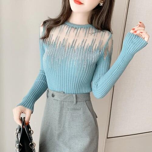 Diamonds Knitting Autumn New Render Unlined Upper Garment Female Ins Tide Fashion Sexy Brim Very Small Sweater Women Pullover