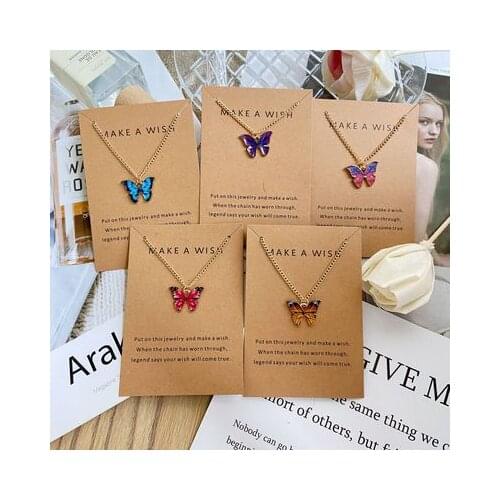 Korean Fashion Cute Butterfly Pendant Necklace for Women Golden Color Statement Necklace Jewelry Gifts Wholesale Dropshipping