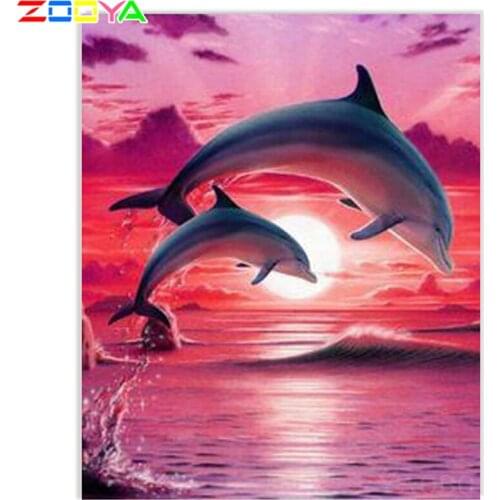 Zooya 5D Square/Round Rhinestone Mosaic Picture Dolphin Embroidery Animal Diamond Dot Painting Home Craft Home Decoration Sp866