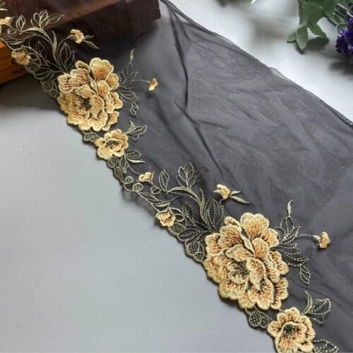 1 yards Rose Tassel Flower Lace Ribbon Trims Webbing Applique for Sofa Cover Curtain Textiles Trimmings Embroidered Lace Fabric