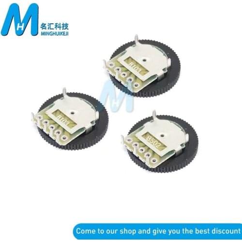 10PCS Double Dial Taper Volume Wheel Duplex potentiometer B102 B103 B203 B503 B104 1K 2K 5K 10K 20K 50K 100K 3Pin 5Pin 16*2mm