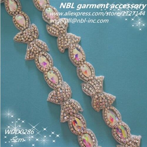 10 yards) Rainbow crystal AB rhinestone trim for dress WDD0286