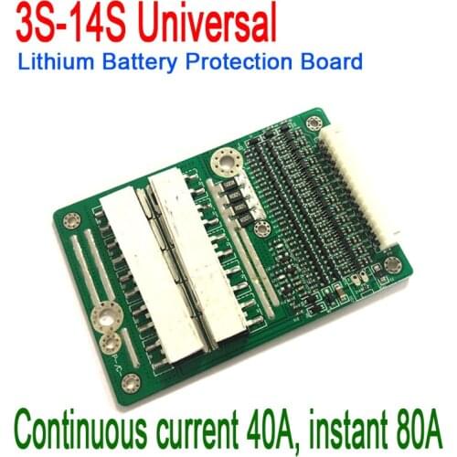 10S-14S 40A Universal 18650 Lithium Li-ion Battery BMS PCB Protection Board instant 80A w/ Balance Charging 12S 13S